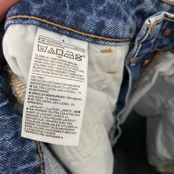 Old Navy Kicker Boot Cut Extra High Rise Womens 4 Medium Wash Raw Hem Button Fly - Picture 6 of 7